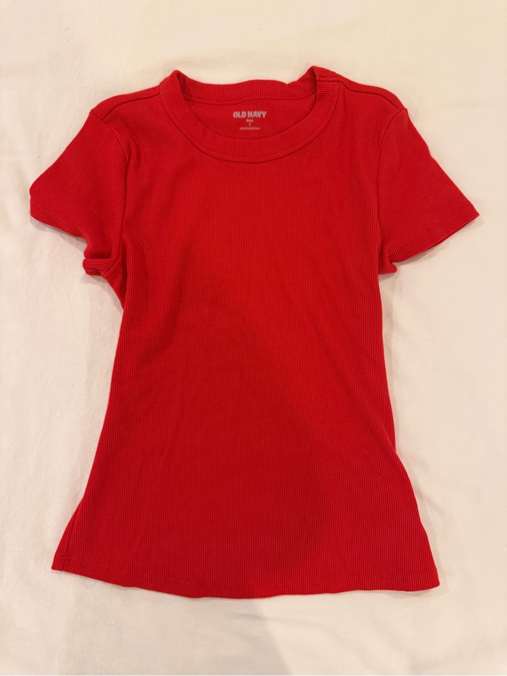 Old Navy Red Ribbed Short-Sleeve Tee